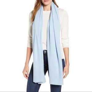 Halogen Ribbed Trim 100% Cashmere Blue
Fog Light Blue Wrap Scarf